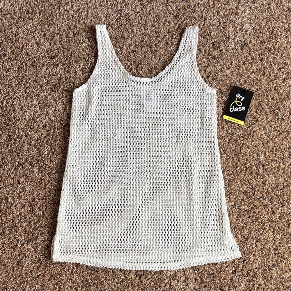 Art Class Cream Swim Cover Up Mesh Dress, Size Small 6/7